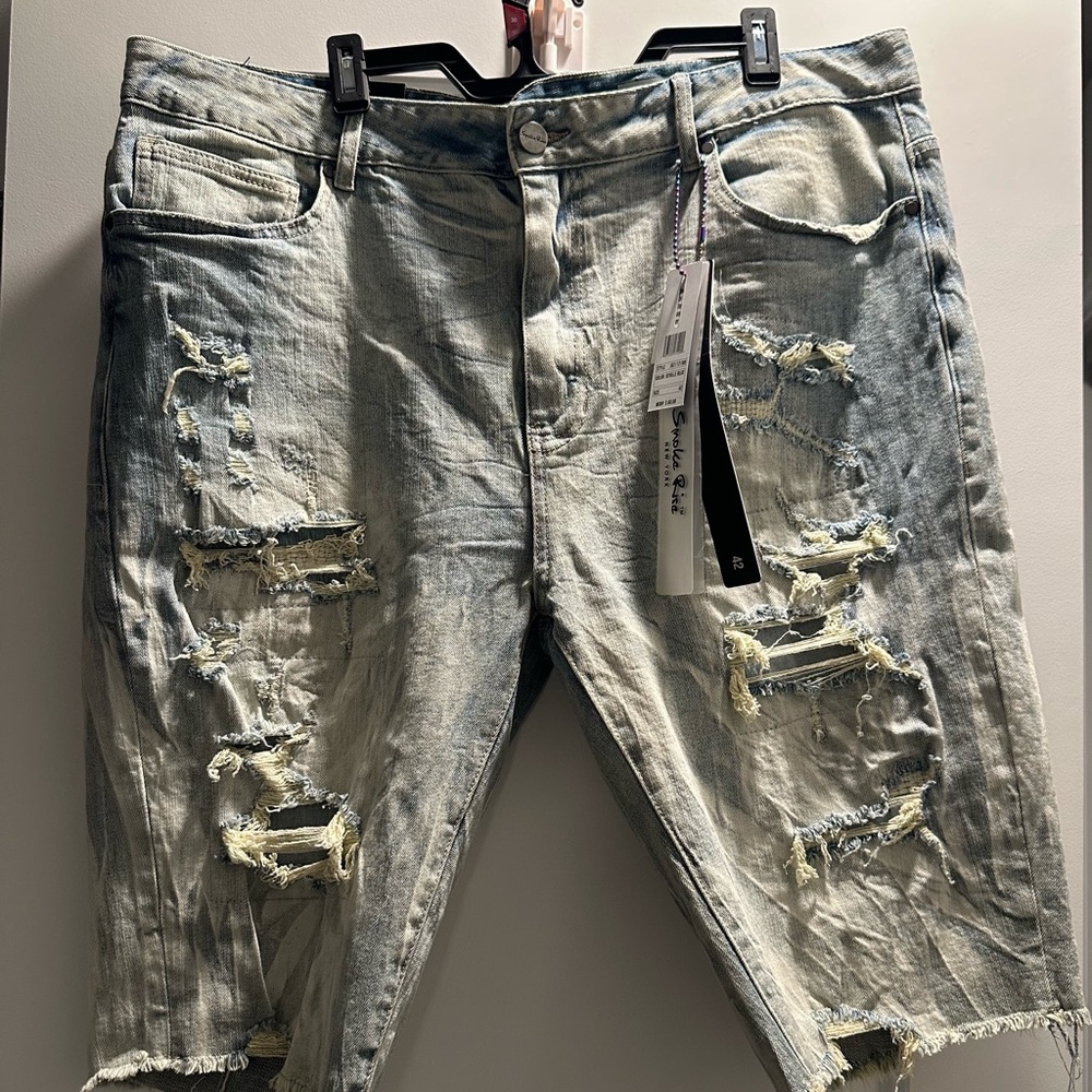 Distressed Blue Jean Shorts